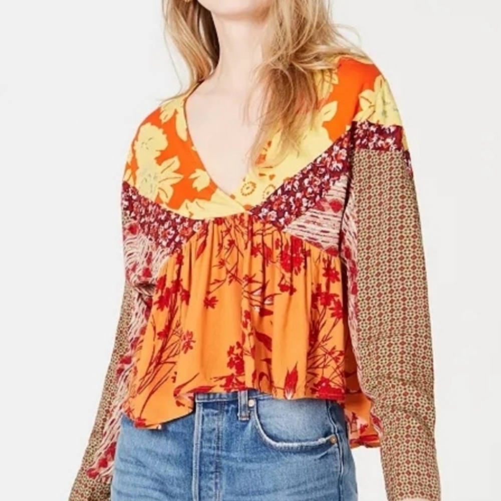 Free People Smocked Crop Top